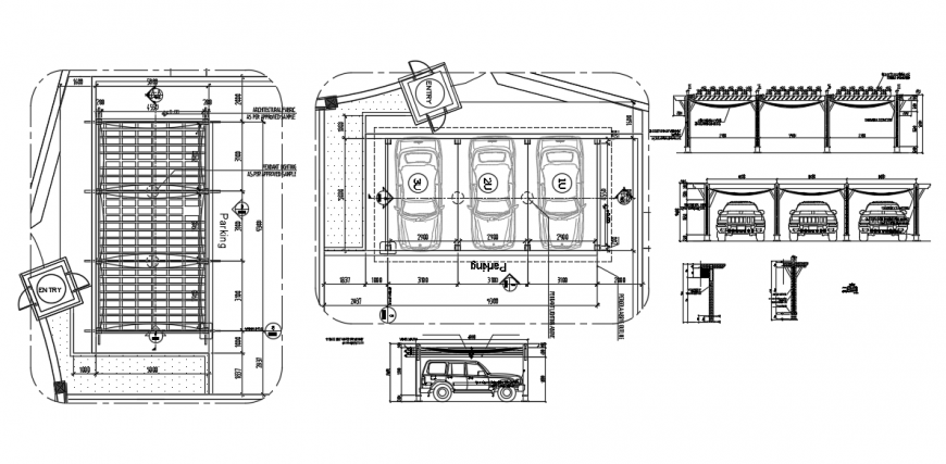 2d cad drawing of parking elevation auto cad software
