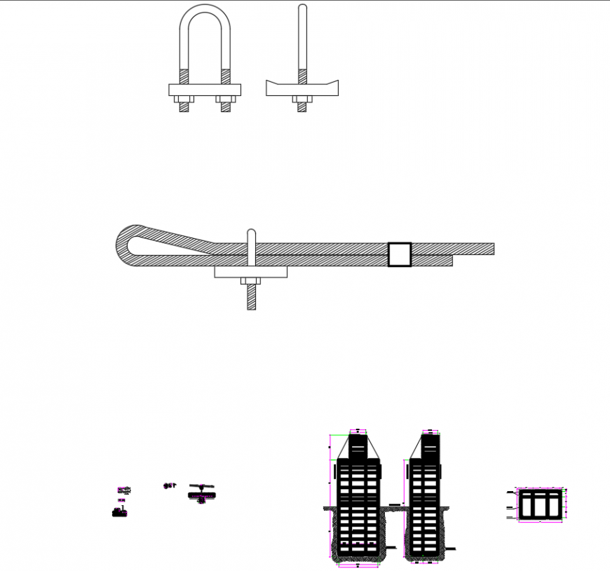 2d cad drawing of parts suspension bridge autocad software