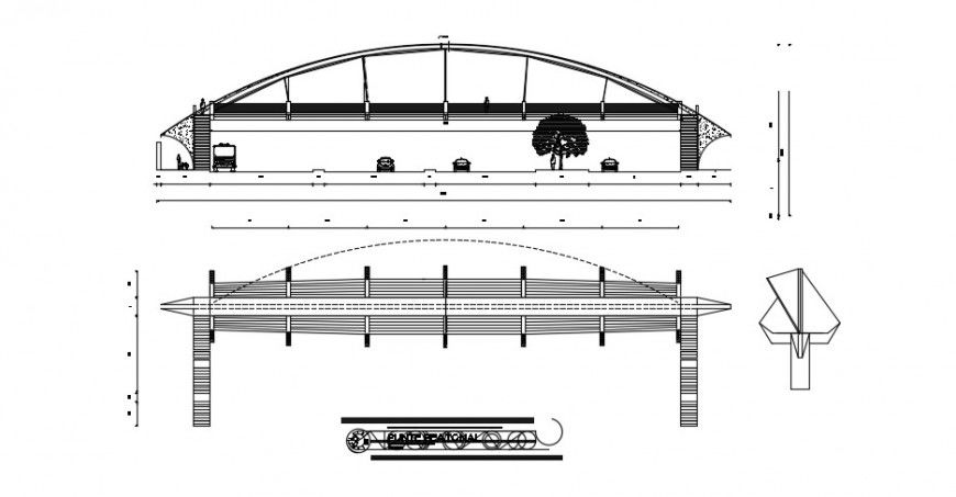 2d cad drawing of Peyton bridge top elevation panel auto cad software