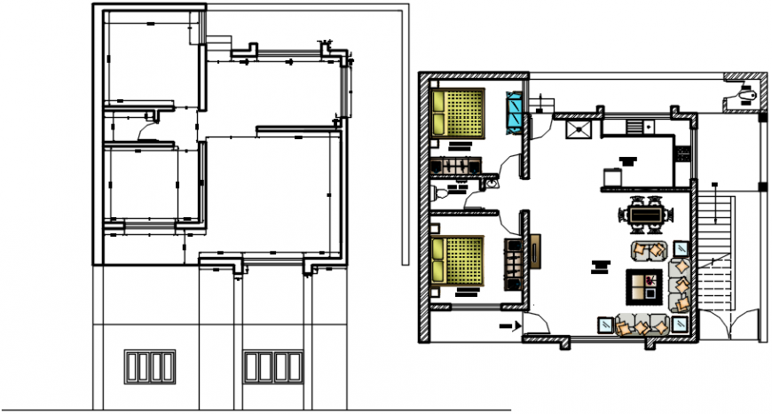 2d cad drawing of plan house 2 autocad software