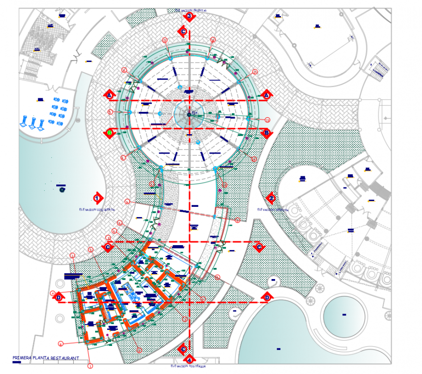 2d cad drawing of plan primer restaurant autocad software