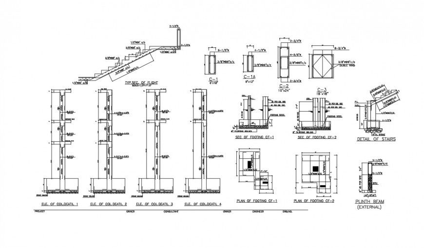 2d cad drawing of plinth beam autocad file