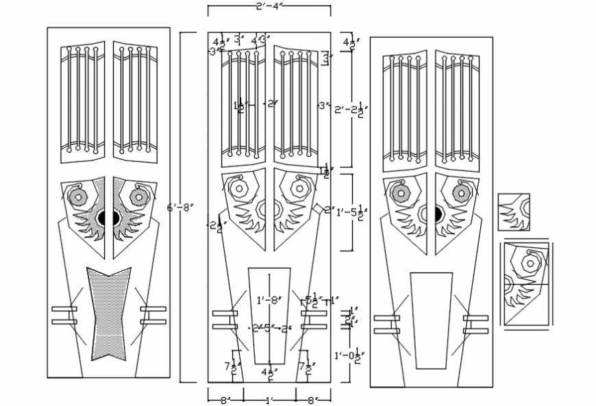 2D CAD Drawing File of Pooja Room Door Design in AutoCAD File