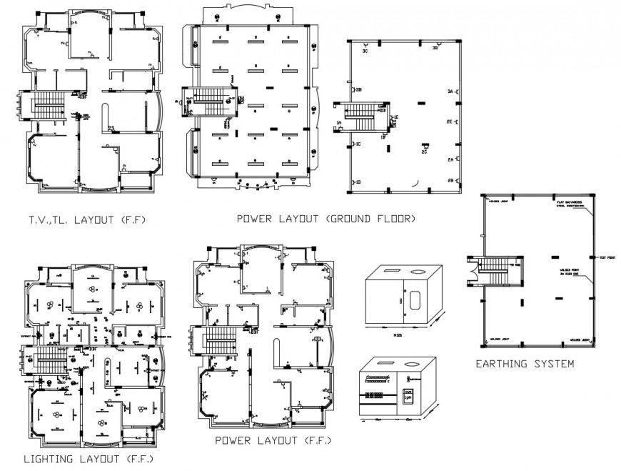 2d cad drawing of power layout electrical autocad file