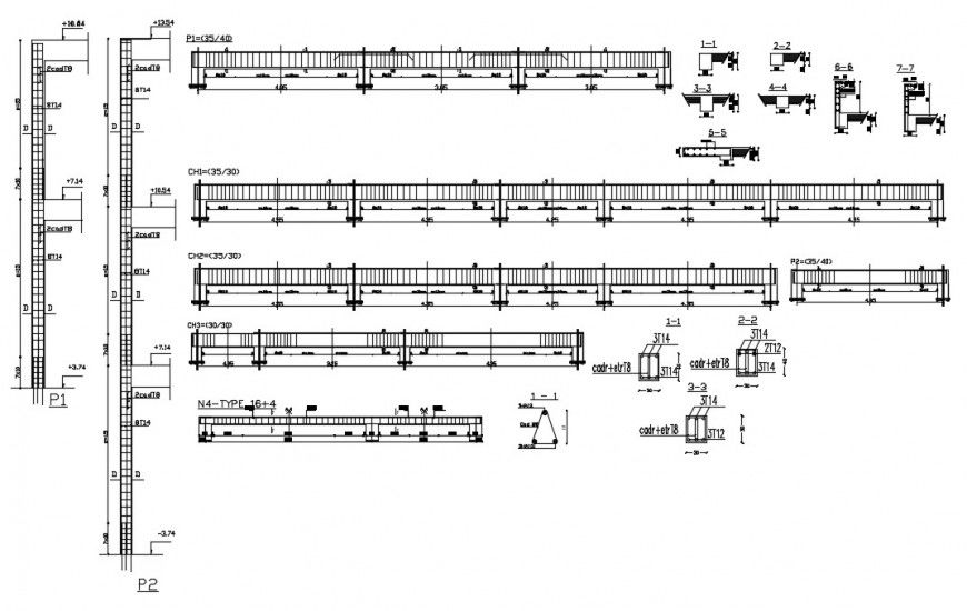 2d cad drawing of reinforcement construction AutoCAD software