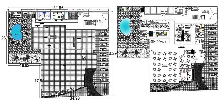 2d cad drawing of restaurant 5 forks AutoCAD software
