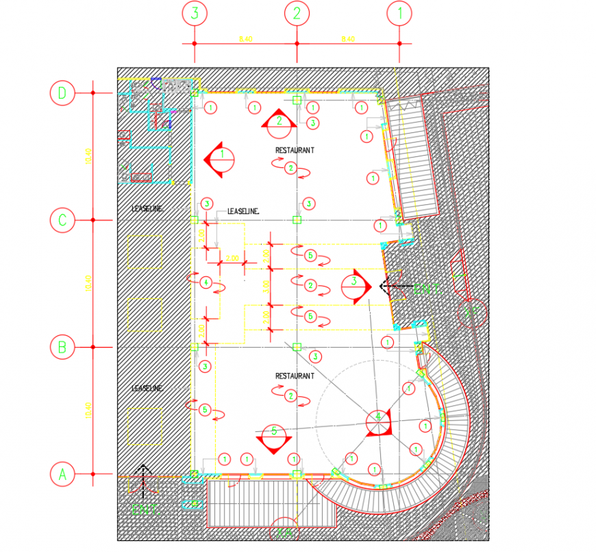 2d cad drawing of restaurant plan autocad software