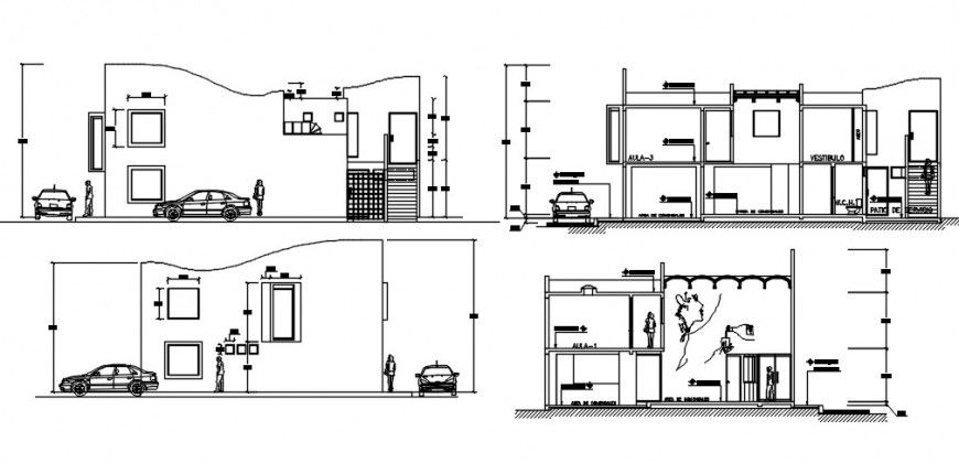 2d cad drawing of restaurant building elevation autocad file