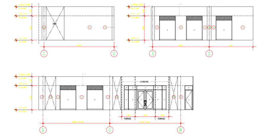 2d cad drawing of restaurant elevation autocad software