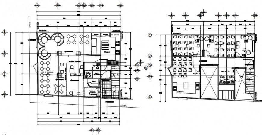2d cad drawing of restaurant floor view autocad software