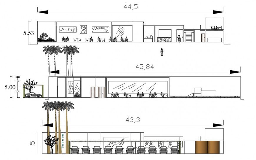 2d cad drawing of restaurant forks elevation autocad software