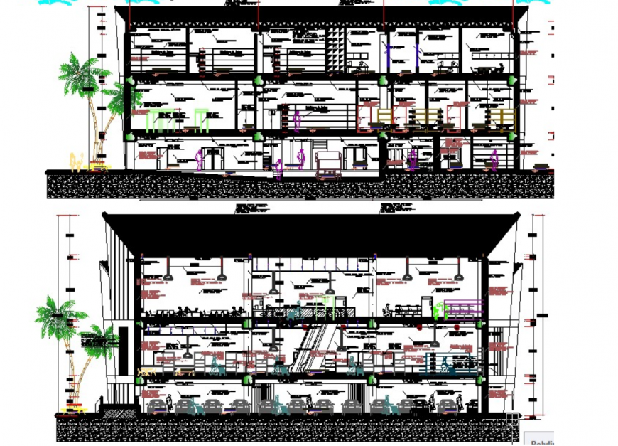 2d cad drawing of restaurant section plan