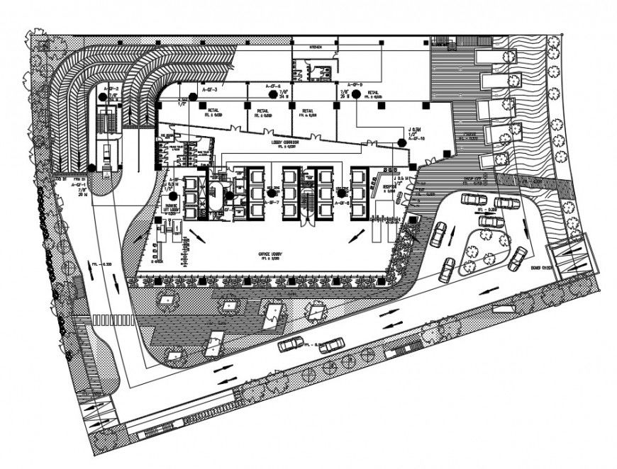 2d Cad drawing of Retail building layout plan