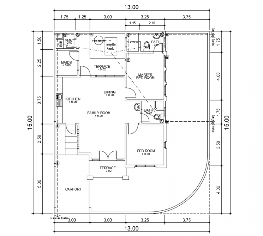 2d cad drawing of right side house plan autocad software