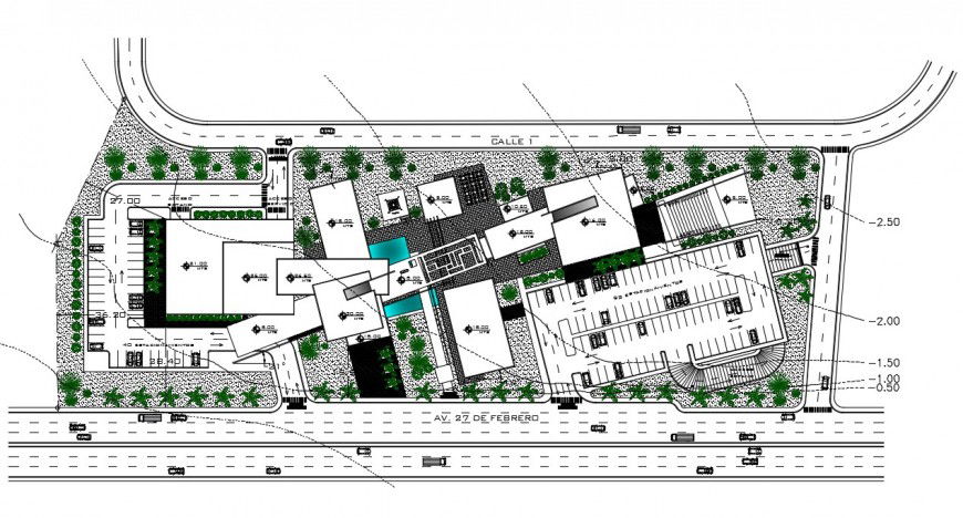 2d cad drawing of road park company elevation Autocad software