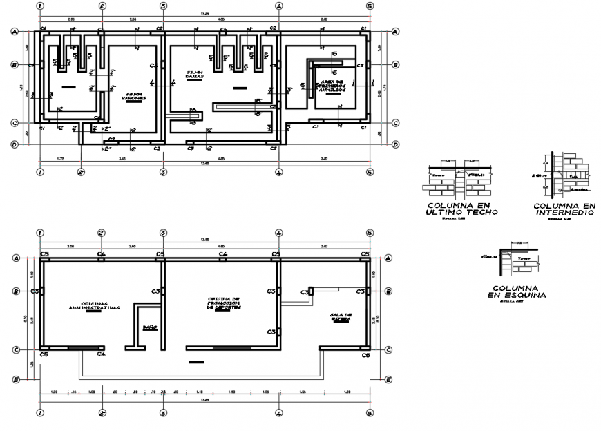 2d cad drawing of roof beam of sports club autocad software