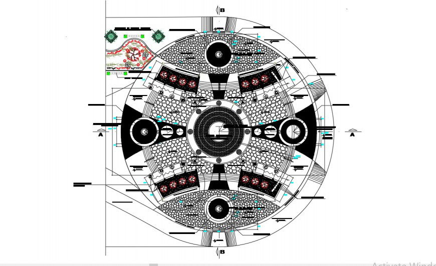 2d cad drawing of round recreational park autocad software