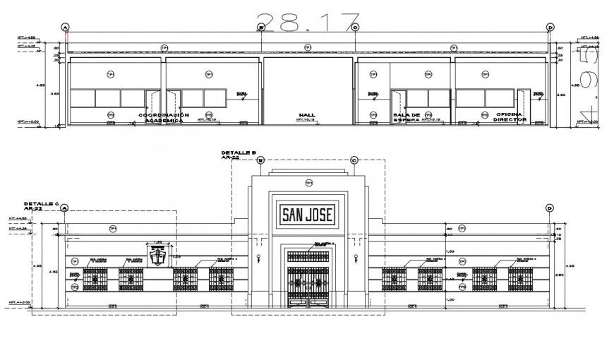 2d cad drawing of San Jose school section autocad software