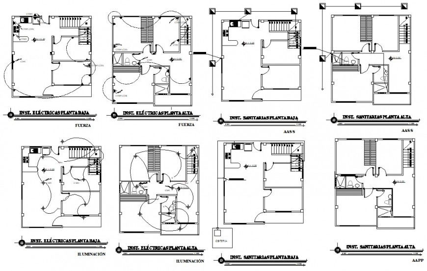 2d cad drawing of sanitary and electrical installation cad file