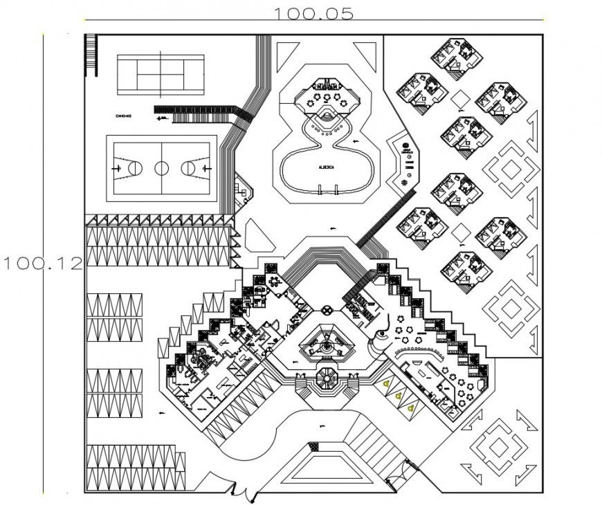 2d cad drawing of school whole elevation top view autocad software