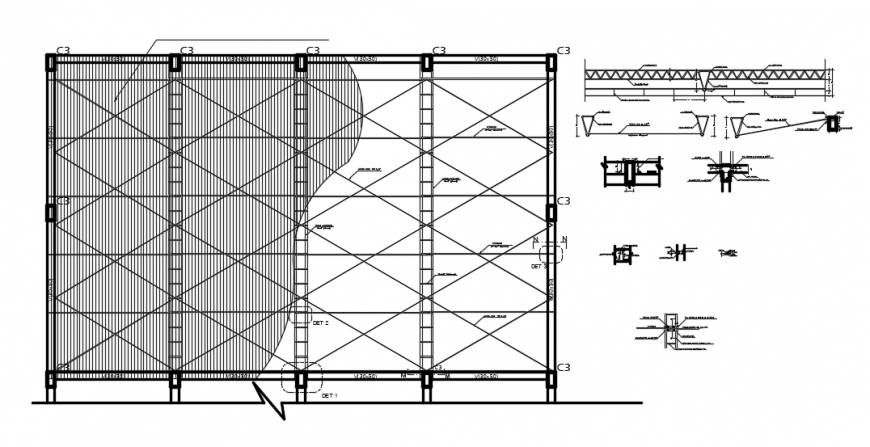 2d cad drawing of scissor bridge autocad software