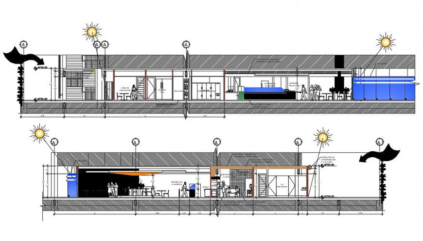 2d cad drawing of section coffee bar autocad software