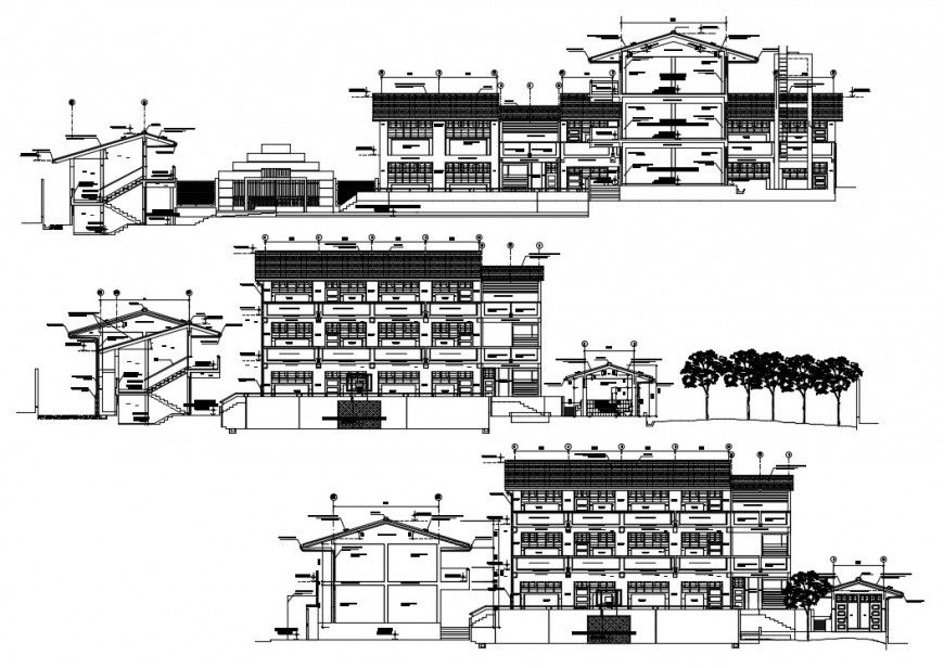 2d cad drawing of section high school autocad software