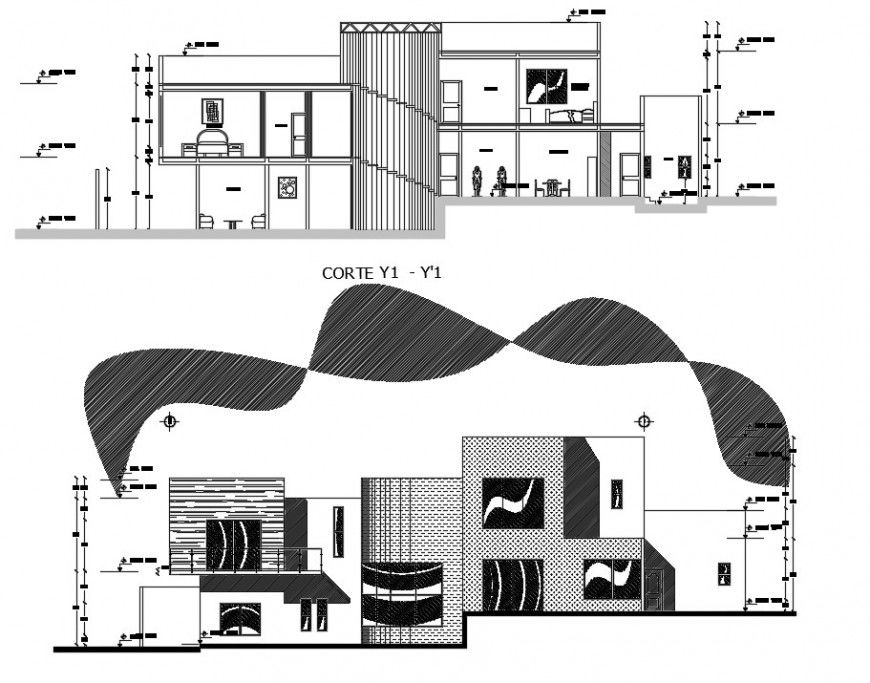 2d cad drawing of section plan architectural autocad software