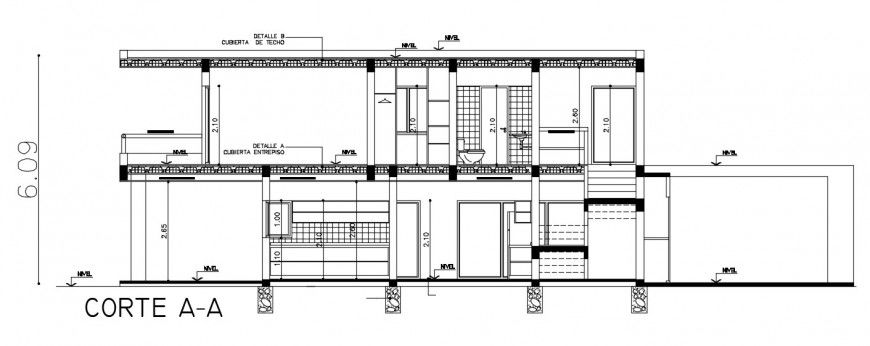 2d cad drawing of section project elevation auto cad software