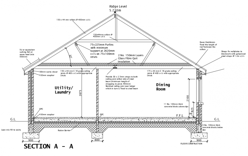 2d cad drawing of section utility area auto cad software