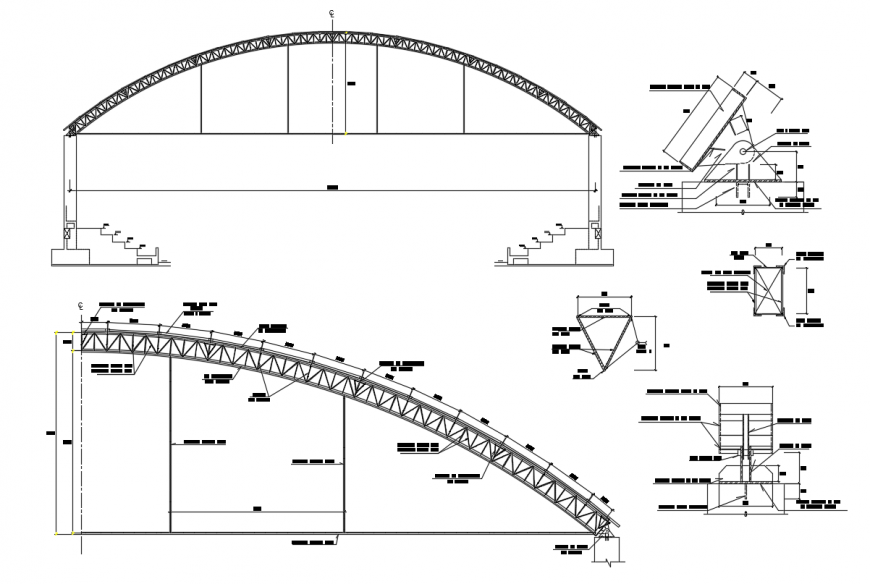 2d cad drawing of semi circular shade autocad software