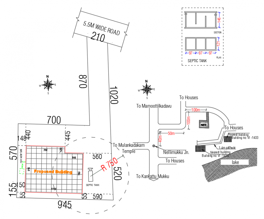2d cad drawing of septic tank autocad software