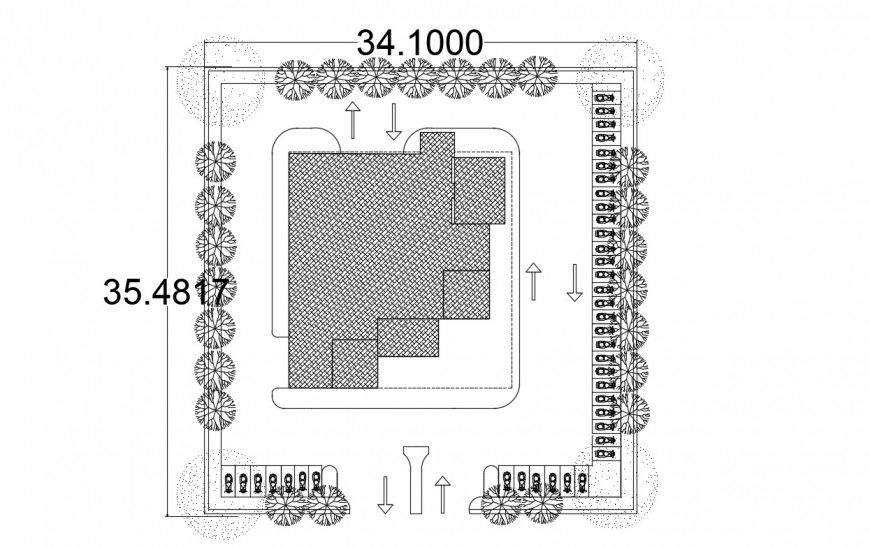 2d cad drawing of shopping center design top view autocad software