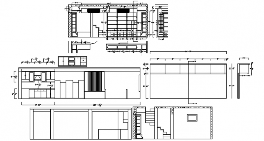 2d cad drawing of showroom kitchen unit AutoCAD software