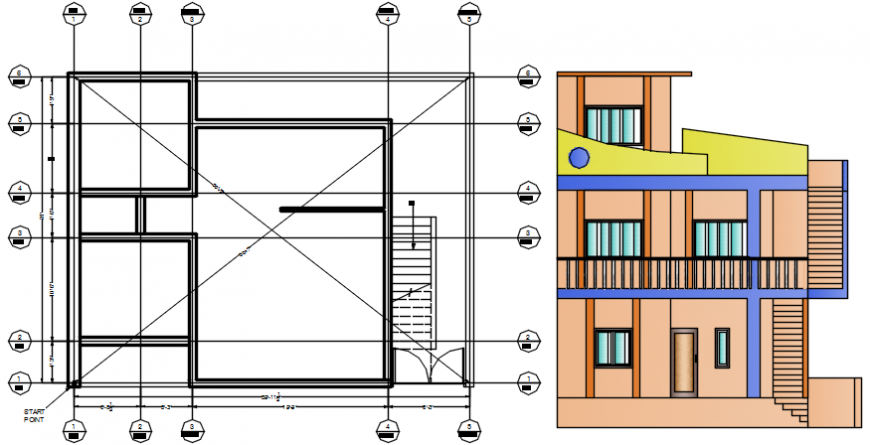 2d cad drawing of side elevation autocad software