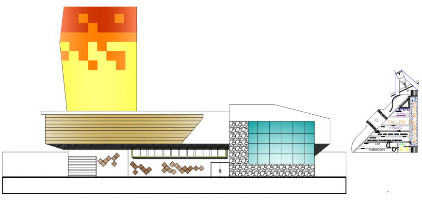 2d cad drawing of side exterior autocad software