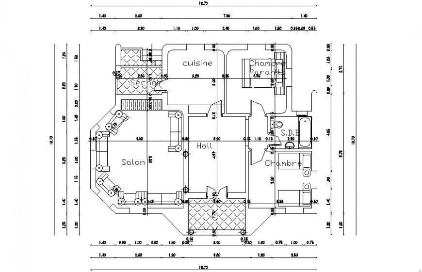 2d cad drawing of single floor detail