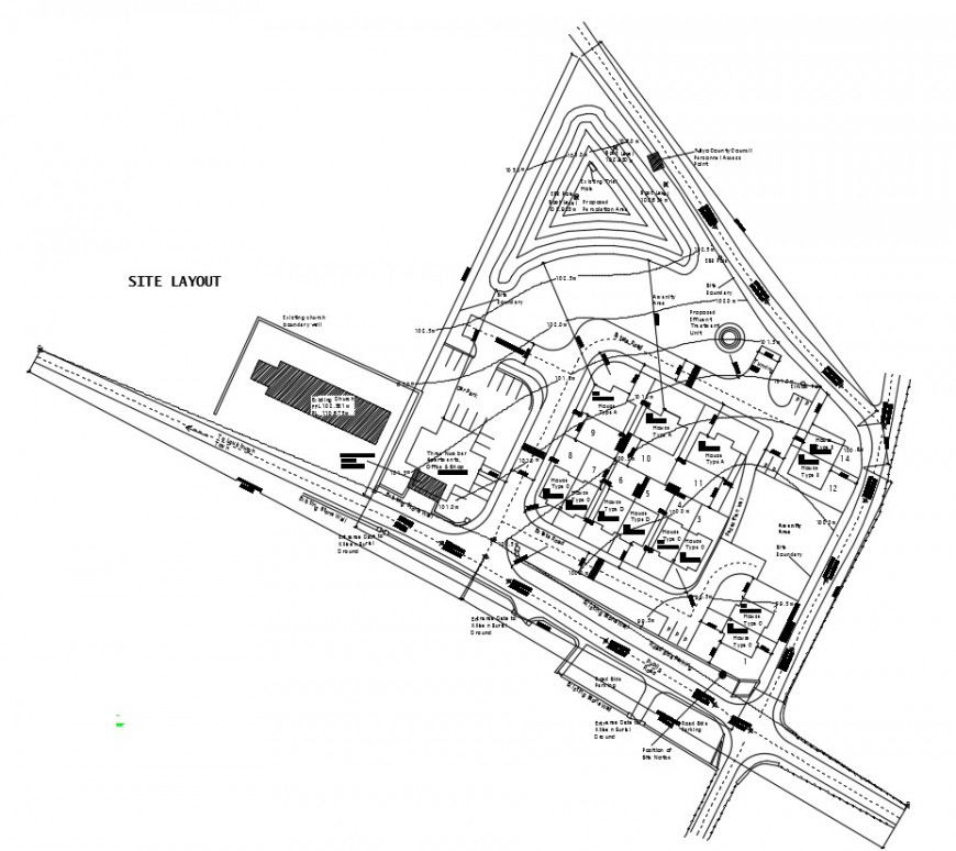 2d cad drawing of site road map autocad software