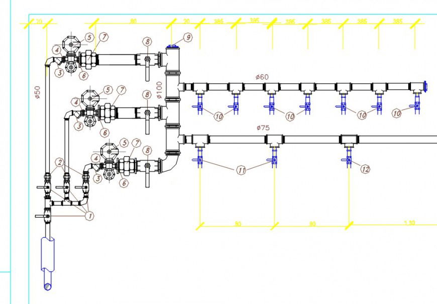 2d cad drawing of sluice valve chamber drawing