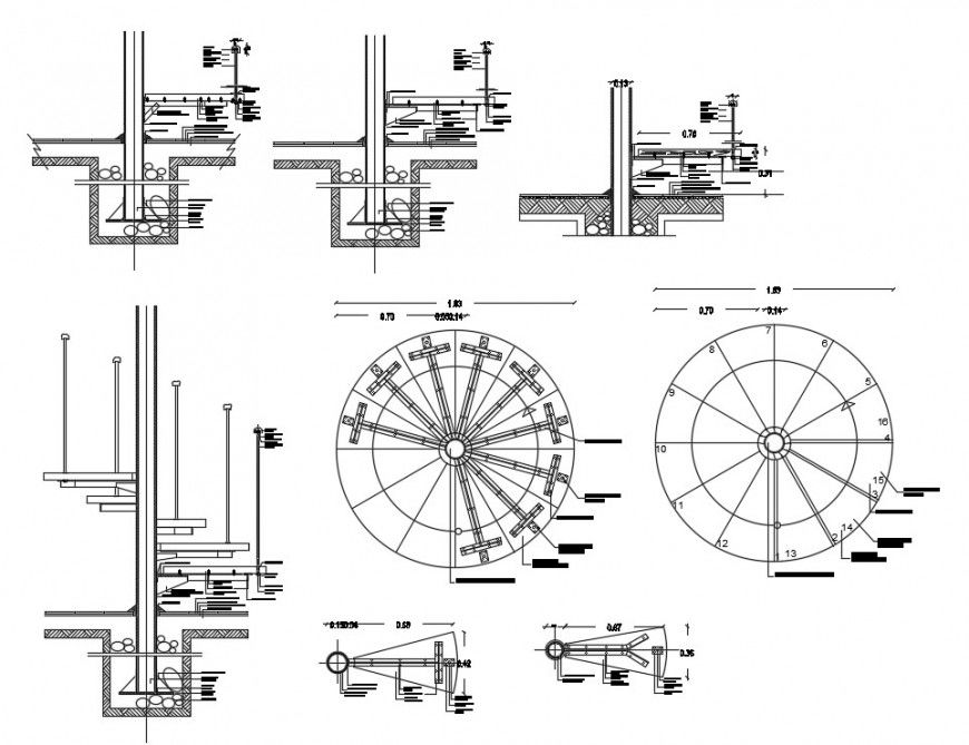 2d cad drawing of spiral staircase autocad software