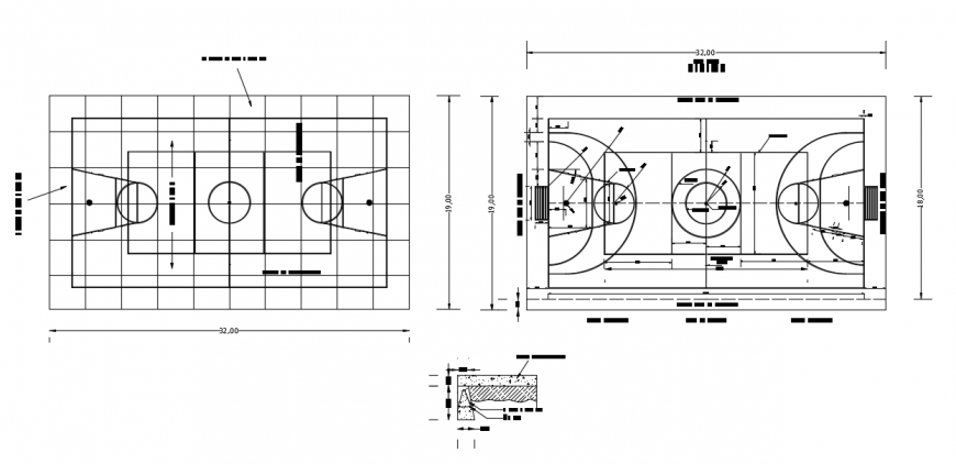 2d cad drawing of sports center 4auto cad software