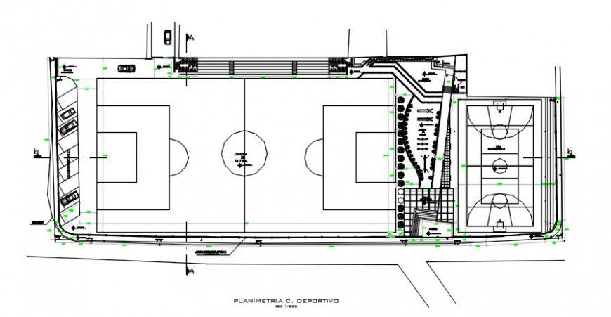2d cad drawing of sports centre autocad software