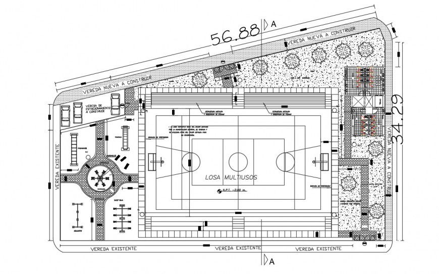 2d cad drawing of sports park autocad file