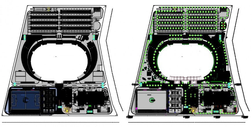 2d cad drawing of stadium elevation AutoCAD software