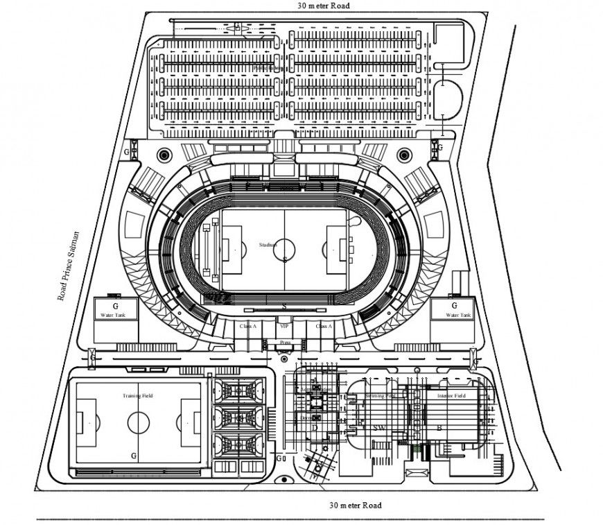 2d cad drawing of stadium elevation with road view AutoCAD software