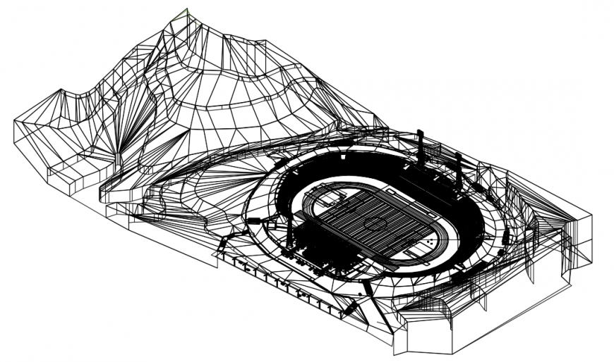 2d cad drawing of stadium top elevation autocad software