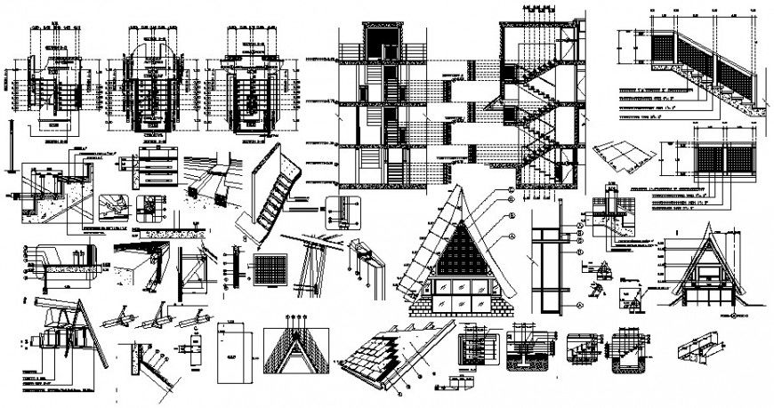 2d cad drawing of stair construction detail