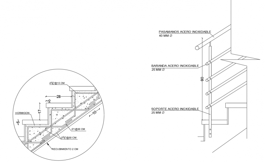 2d cad drawing of staircase details autocad software