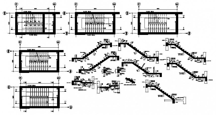 2d cad drawing of staircase elevation auto cad software