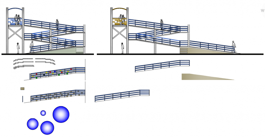 2d cad drawing of staircase elevation autocad software